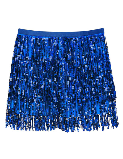 Fustă mini cu paiete albastră pentru femei 