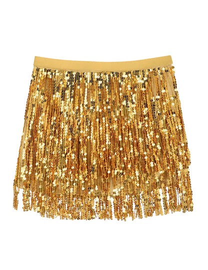 Fustă mini cu paiete aurii pentru femei 