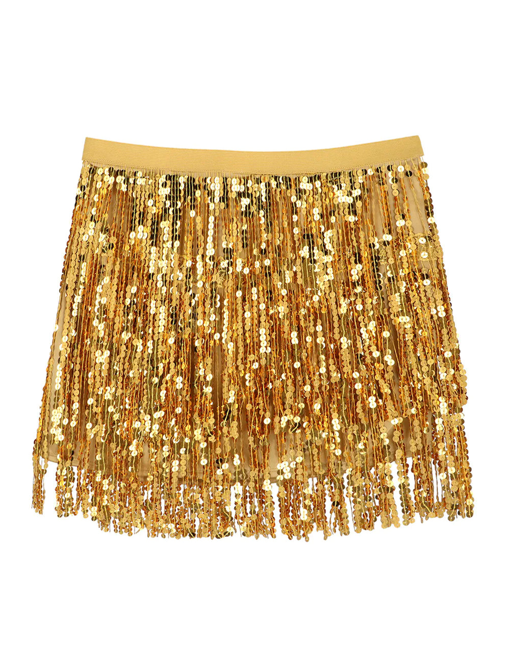 Vue de face de la minijupe à paillettes pour femme