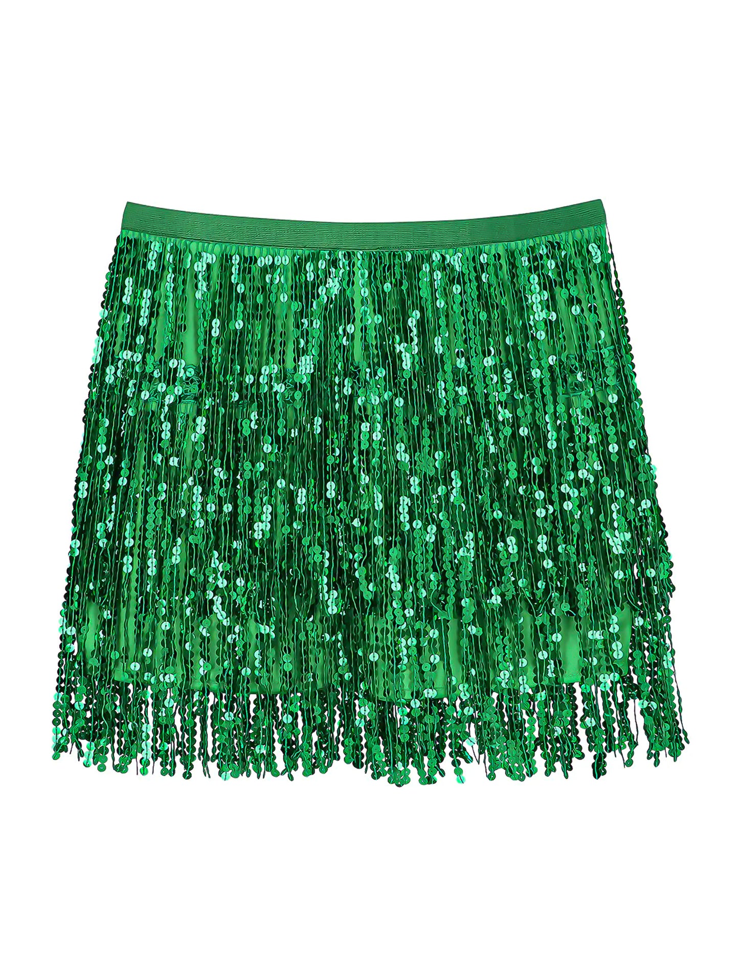 Fustă mini cu paiete verde pentru femei 