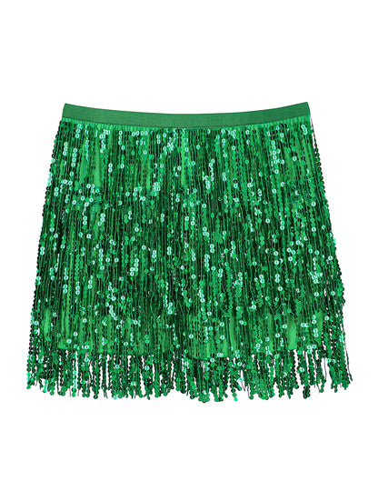 Fustă mini cu paiete verde pentru femei 