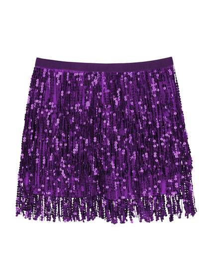 Fustă mini cu paiete mov pentru femei 