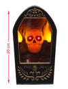 Miroir squelette lumineux et sonore pour Halloween noir et doré aux yeux rouges