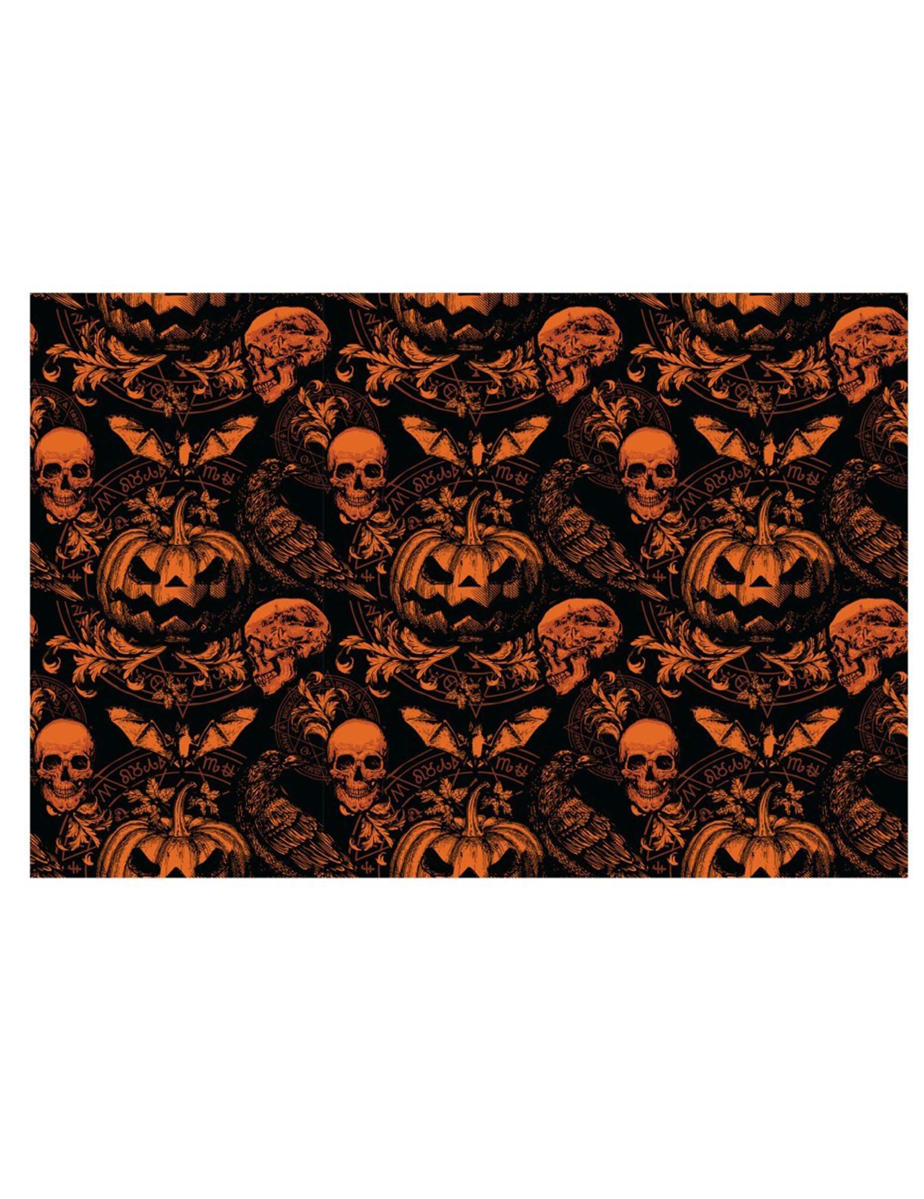 Détail du motif de la nappe citrouille gothique