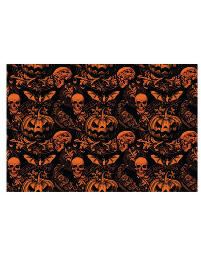 Détail du motif de la nappe citrouille gothique