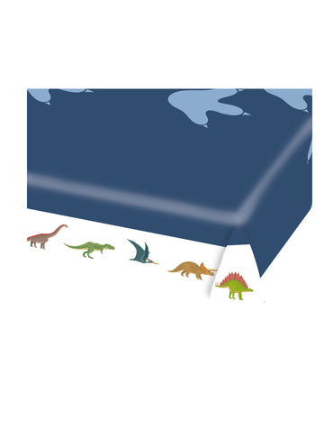 Nappe en papier grands dinosaures bleue 115 x 175 cm pour anniversaire