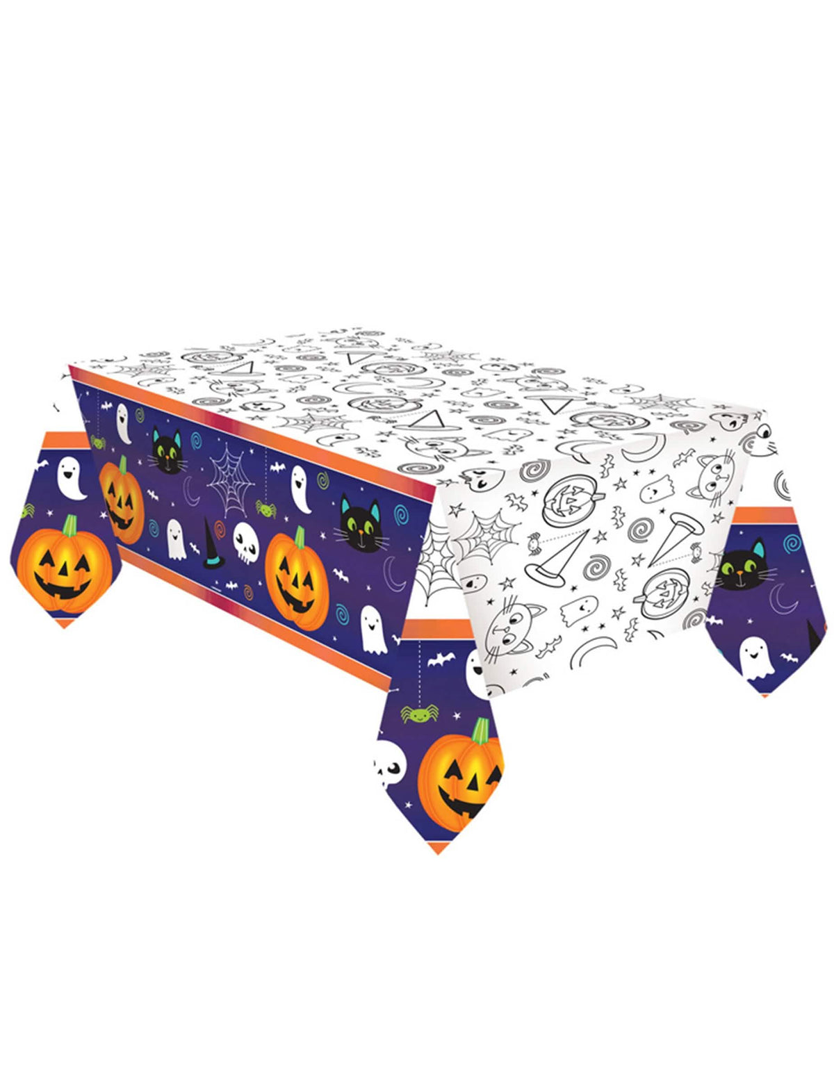 Față de masă din hârtie halloween Friends albă de colorat și violetă cu dovleci