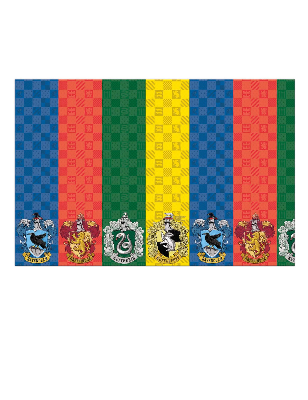 Față de masă din hârtie Harry Potter pentru petrecere multicolor cu blazoanele caselor de la Hogwarts