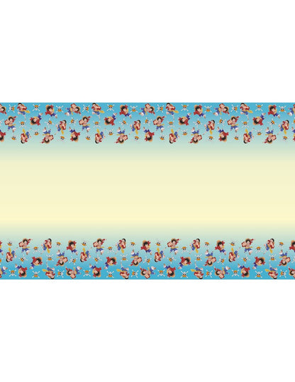 Nappe en papier recyclable One Piece pour fête bleue et jaune avec motifs Luffy