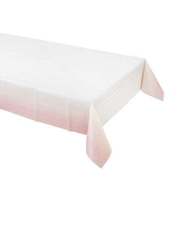 Față de masă din hârtie roz pudrat și albă 180 x 120 cm de unică folosință