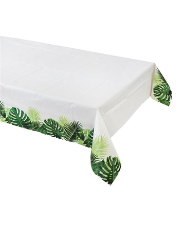 Față de masă din hârtie tropicală albă și verde 180 x 120 cm