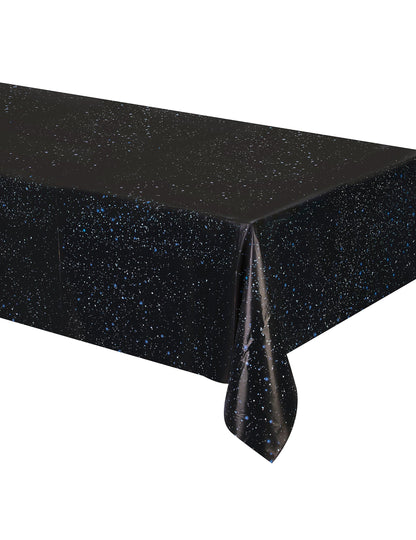 Masă de plastic pentru aniversare spațială, neagră, cu model cer înstelat