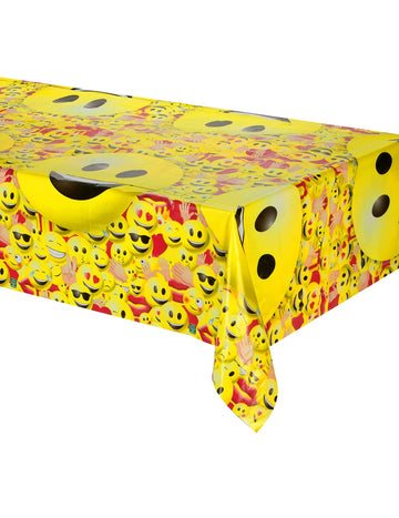 Nappe en plastique Imoji pour fête jaune à motifs émoticônes
