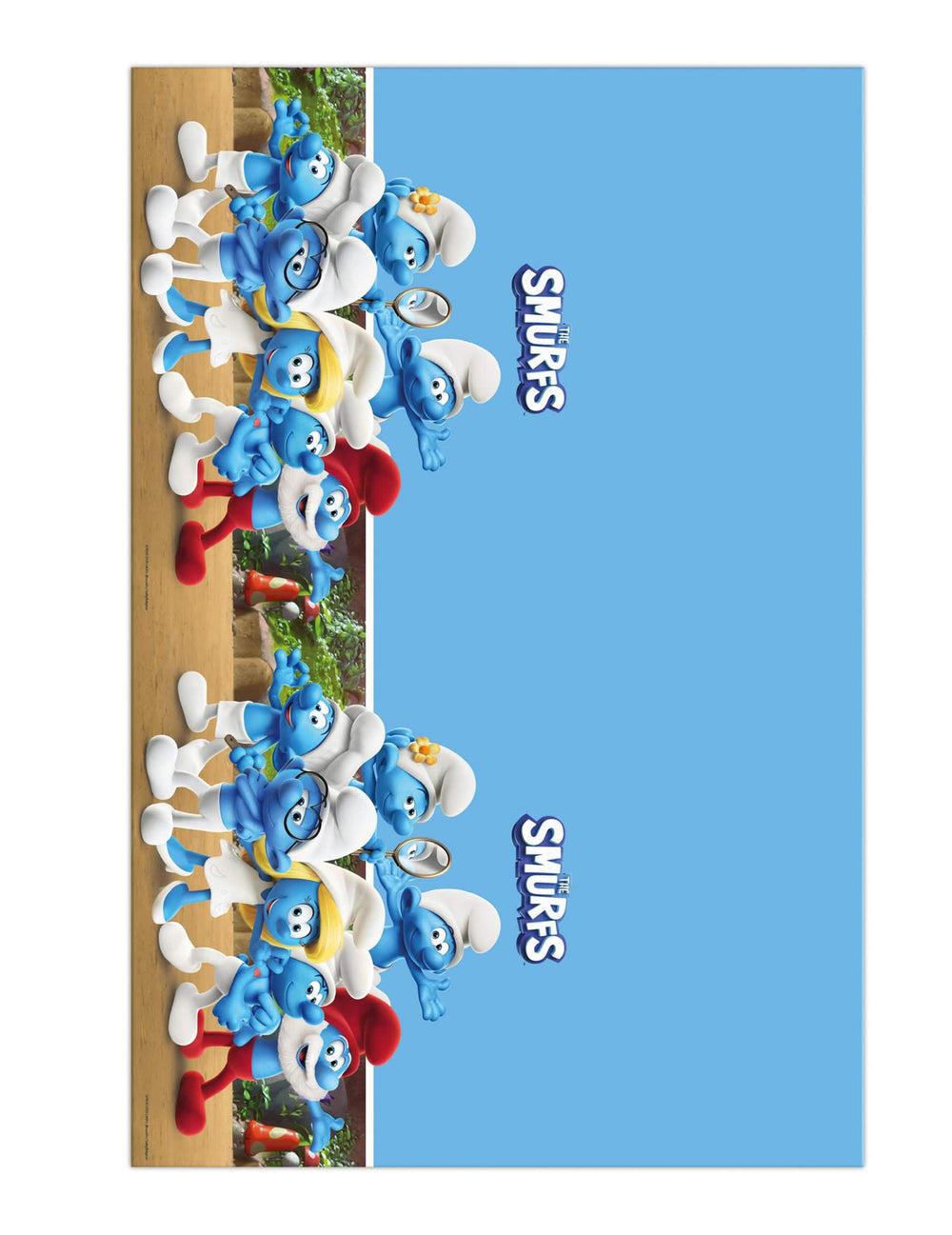 Nappe en plastique Schtroumpf pour enfant bleu avec décors de personnages