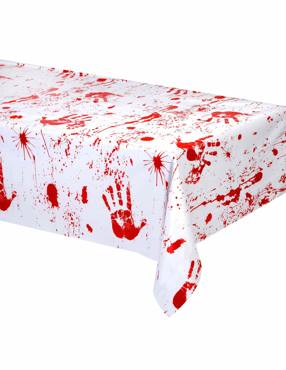 Față de masă din plastic mâini însângerate pentru decor de halloween alb și roșu