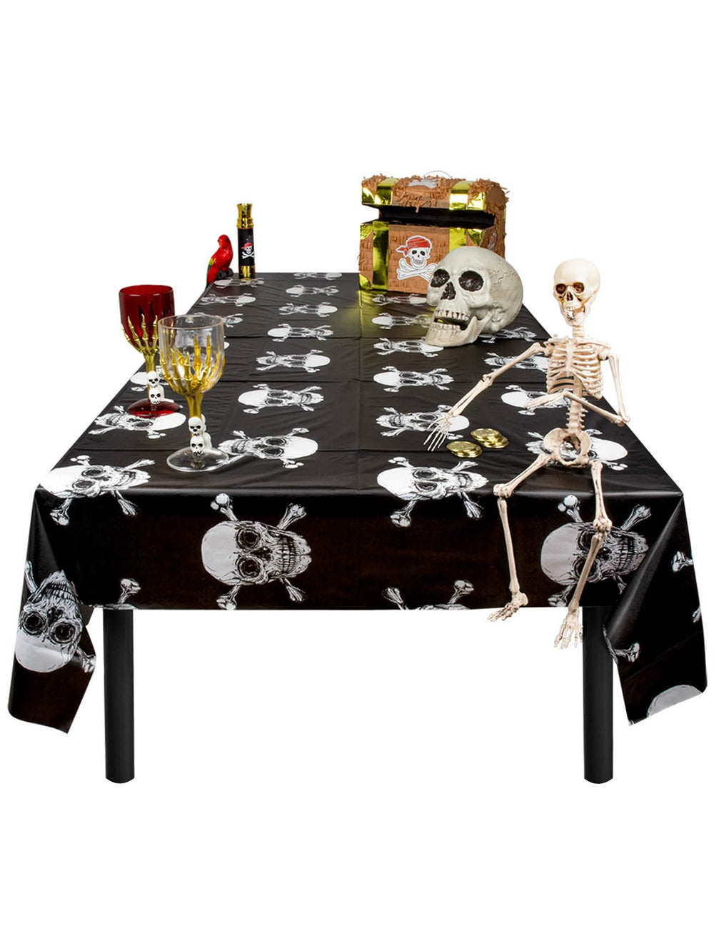 Aranjare pe masă a feței de masă din plastic Pirate Jolly Roger