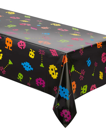 Față de masă din plastic ani '80 137 x 274 cm jocuri video 8 biți 