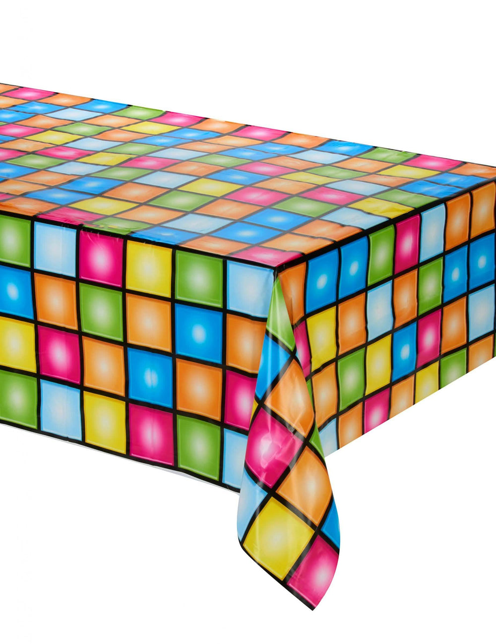 Față de masă din plastic disco multicolor cu motiv dancefloor