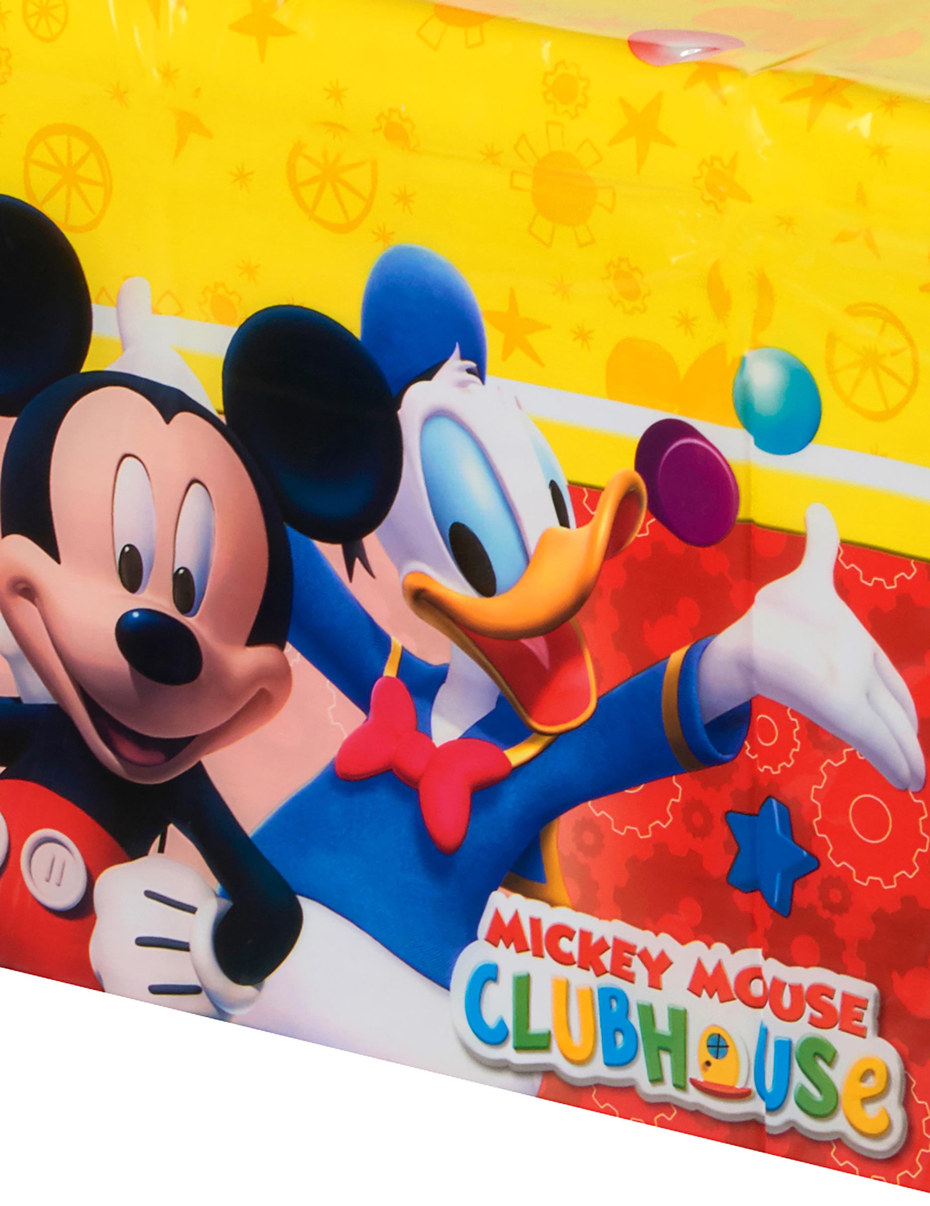 Détail des personnages Mickey et Donald de la nappe en plastique Mickey Mouse
