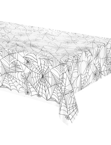 Plastic transparent plastic de pe masă de halloween pânză de păianjen 137 x 274 cm