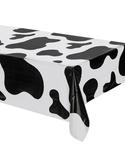 Nappe en plastique vache pour décoration de fête blanche à taches noires