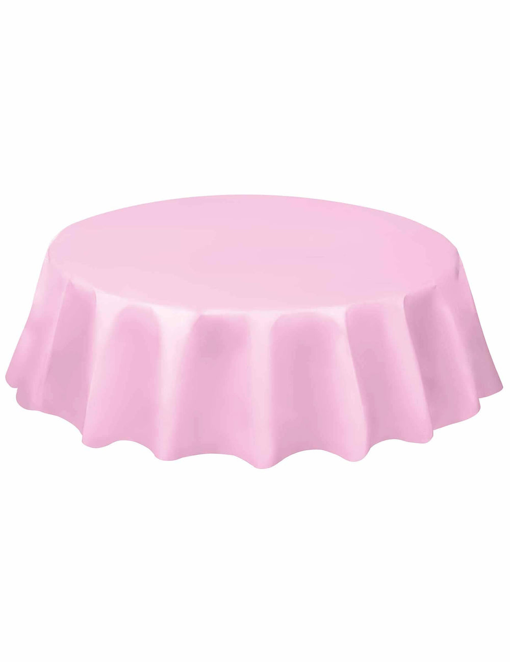 Față de masă rotundă din plastic de unică folosință pentru petrecere roz deschis