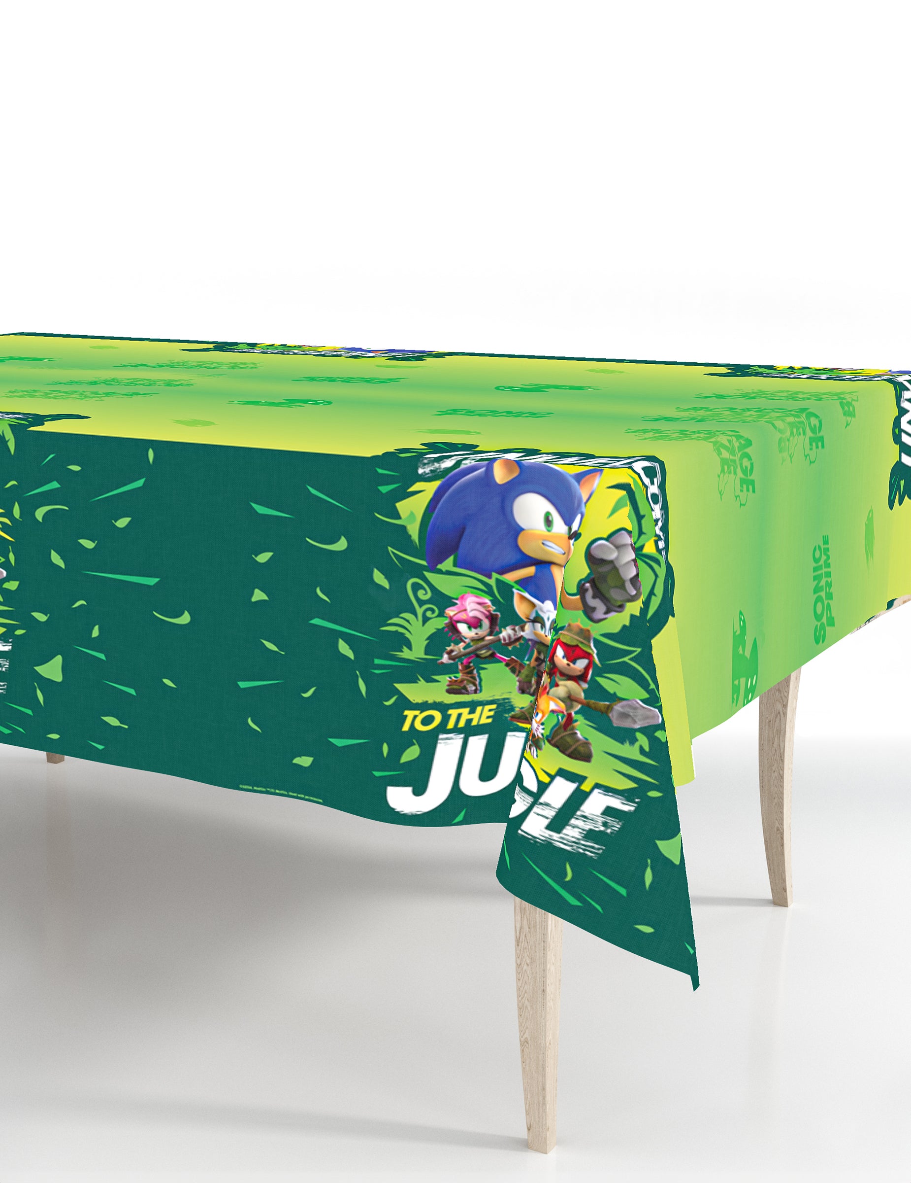 Nappe Sonic Prime verte sur le thème jungle