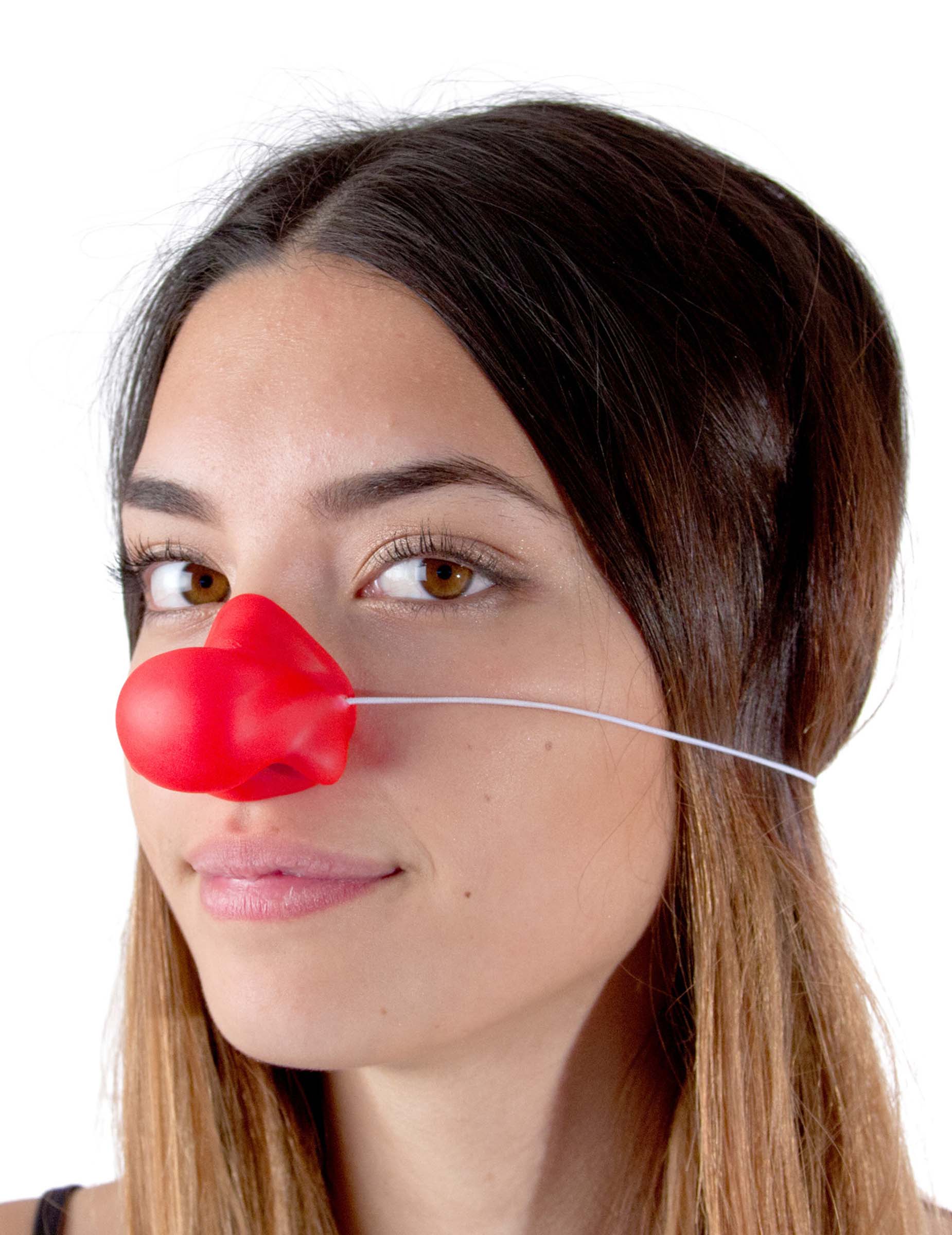 Nez de clown Bozo pour adulte rouge avec élastique blanc