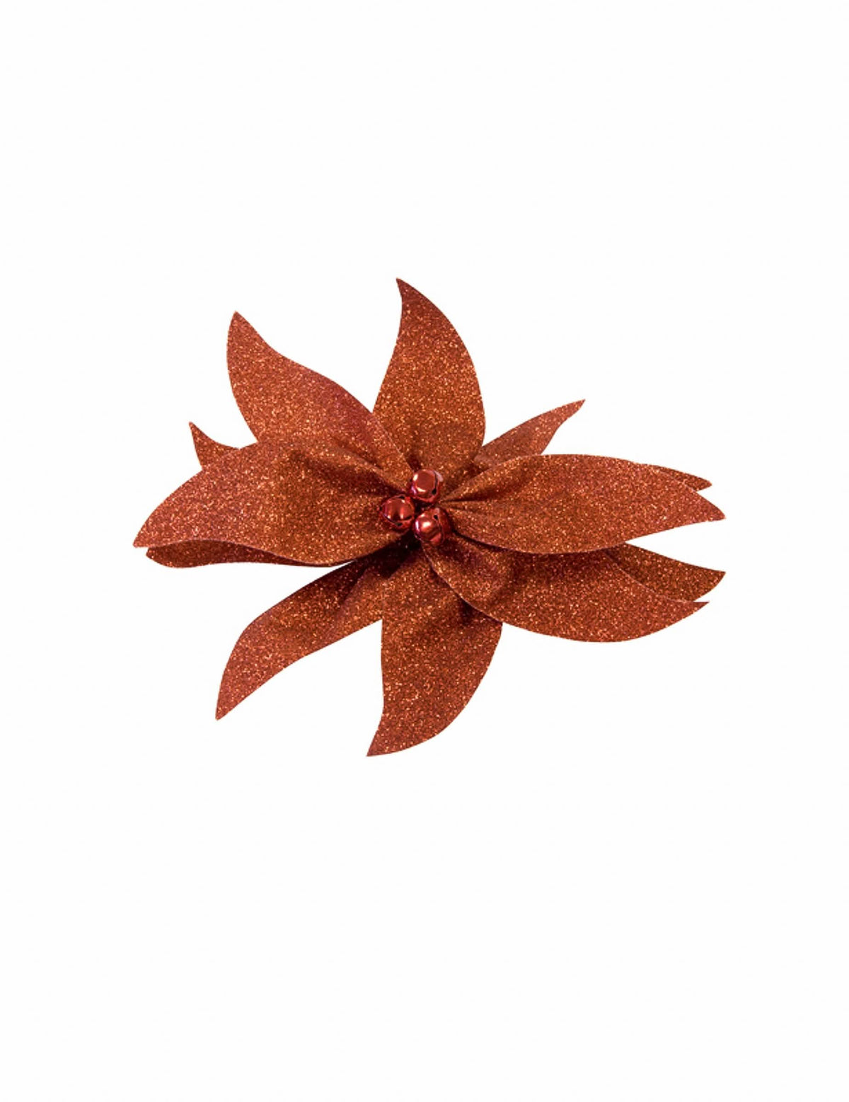 Fundă de poinsettia cu clopoței pentru decorațiuni de masă roșu sclipitor