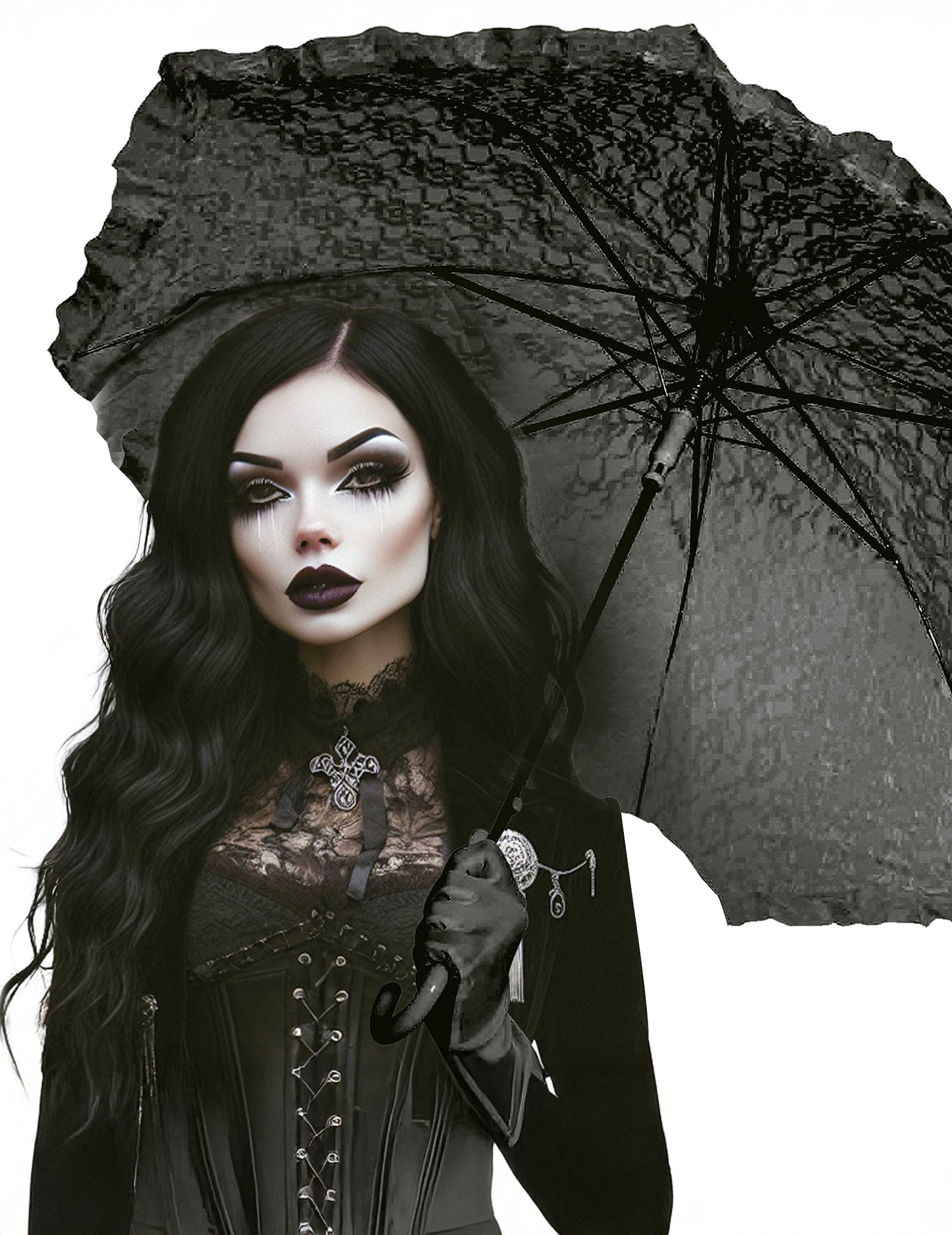 Umbrelă gotică neagră 