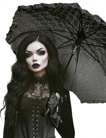 Umbrelă gotică neagră 