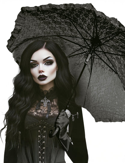 Umbrelă gotică neagră 