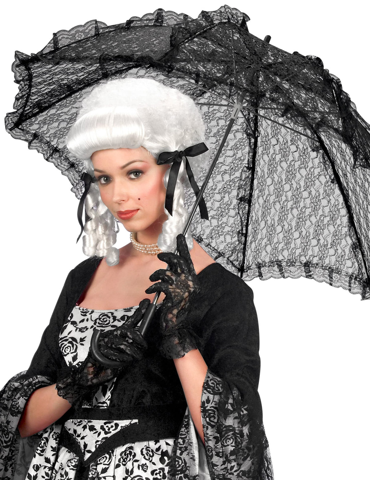 Ombrelle en dentelle pour femme noire