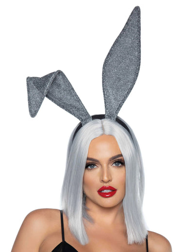 Oreilles de lapin pour adulte argentées pailletées