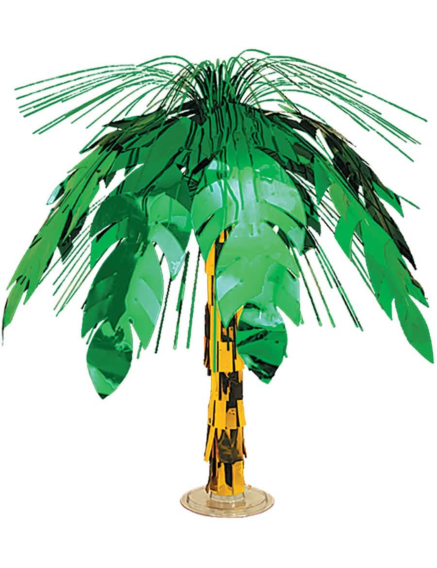 Ornament de masă în cascadă cu palmier pentru petrecere verde și auriu strălucitor