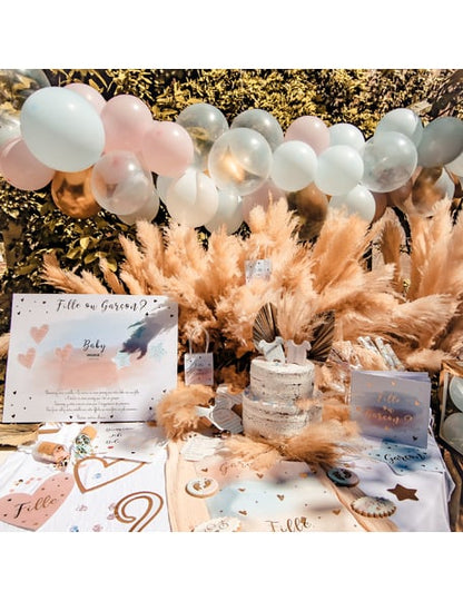 Tablă de joc pentru fete sau băieți cu autocolante roz și albastre, 56 x 43 cm pentru petrecerea de dezvăluire a genului