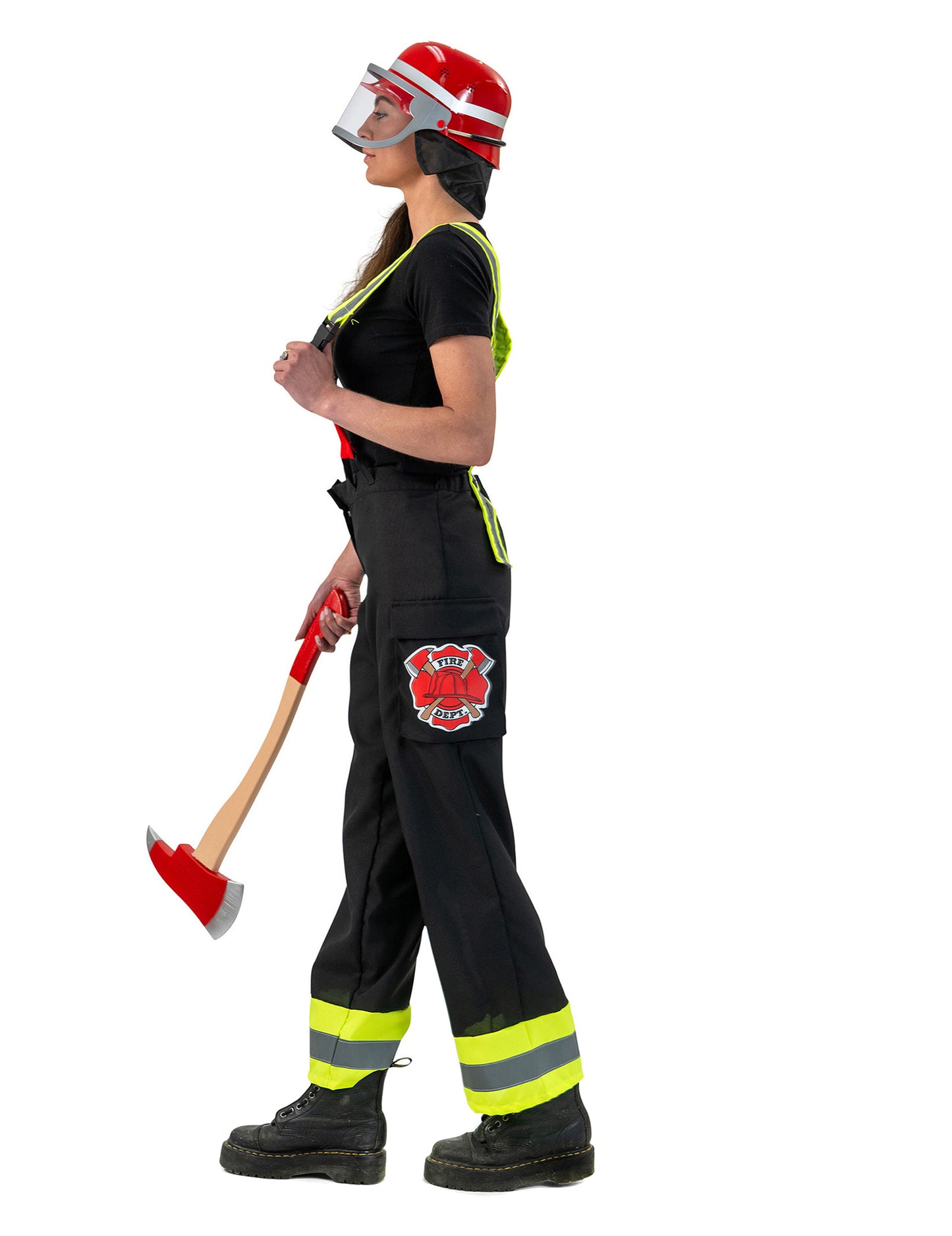 Pantaloni negri de pompier pentru femei cu bretele