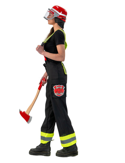 Pantaloni negri de pompier pentru femei cu bretele