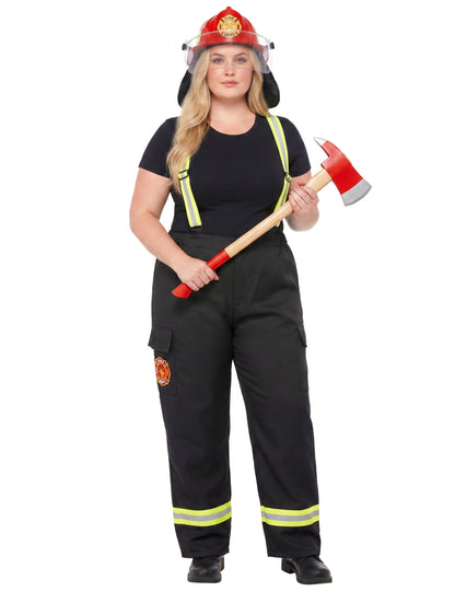 Pantaloni negri de pompier pentru femei cu bretele