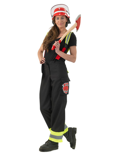 Pantaloni negri de pompier pentru femei cu bretele