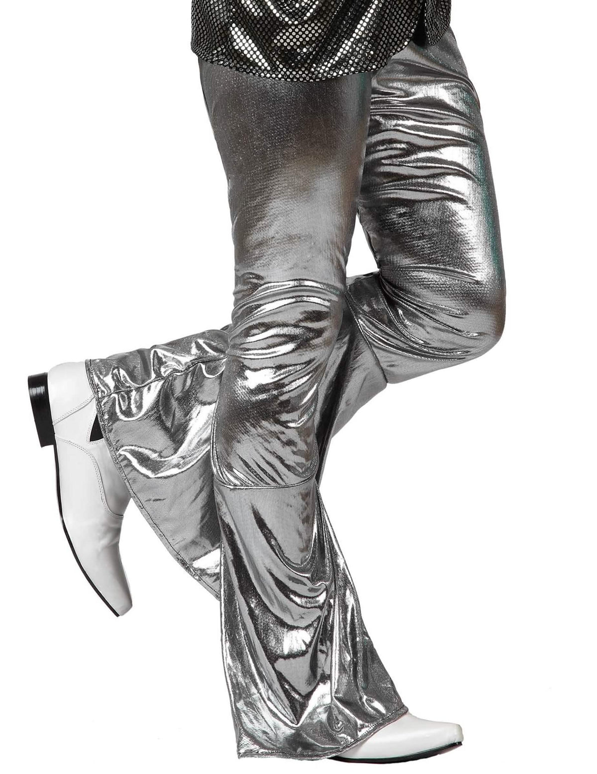 Pantalon disco holographique pour homme argent