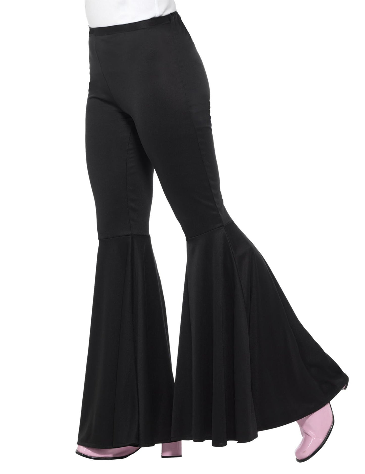 Vue de profil du pantalon disco pattes d'éléphant pour femme