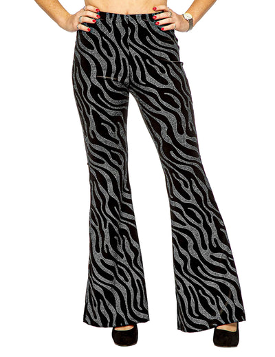 Pantaloni de festival cu valuri din paiete argintii pentru femei