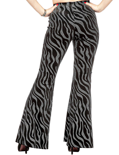 Pantaloni de festival cu valuri din paiete argintii pentru femei