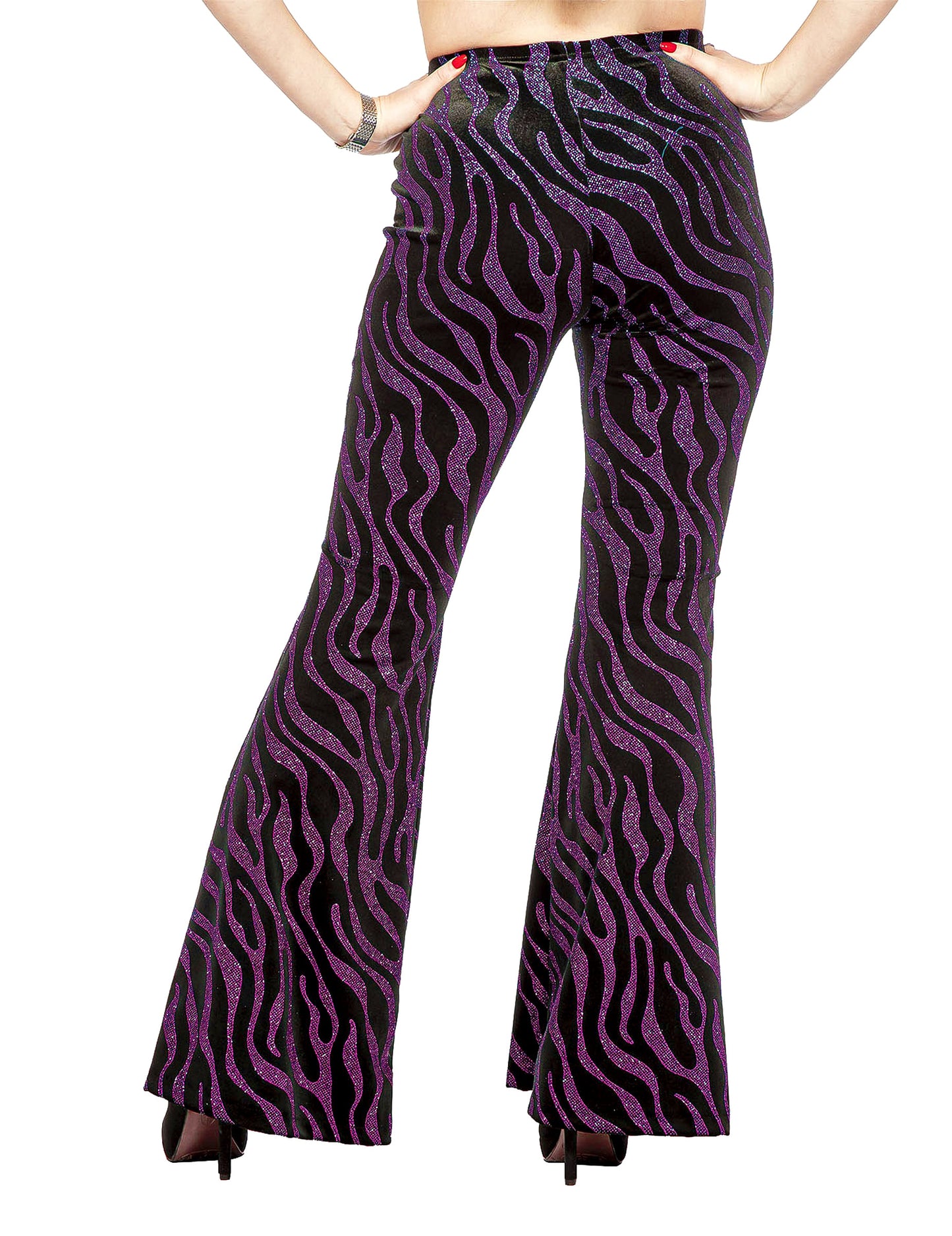 Pantaloni de festival cu valuri roz cu sclipici pentru femei
