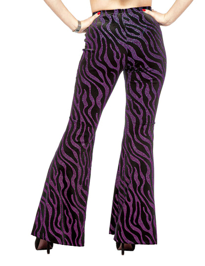 Pantaloni de festival cu valuri roz cu sclipici pentru femei