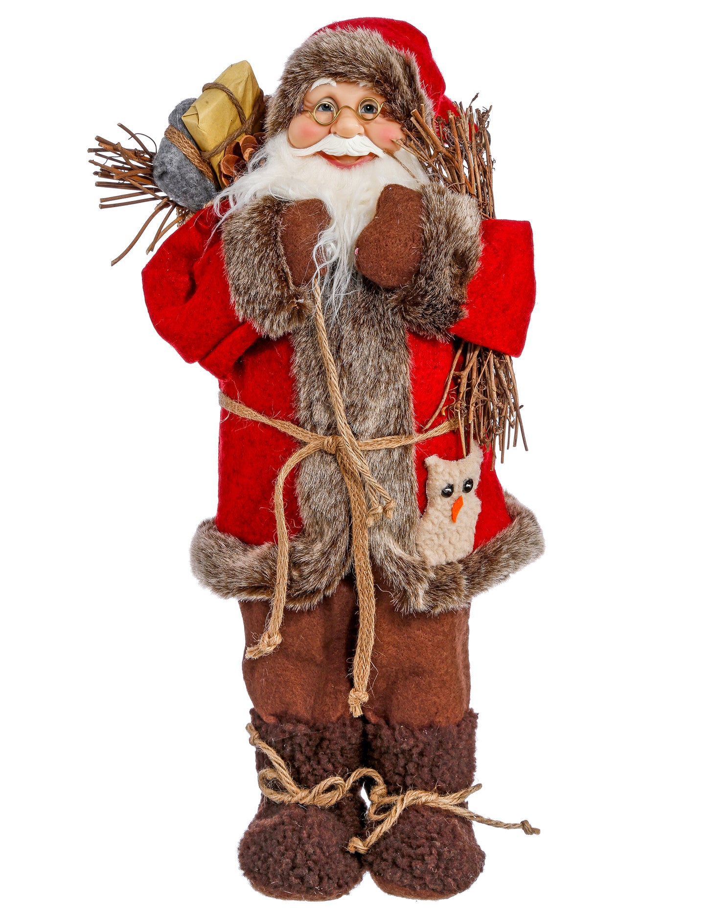 Moș Crăciun în picioare, 30 de ani cm haină roșie
