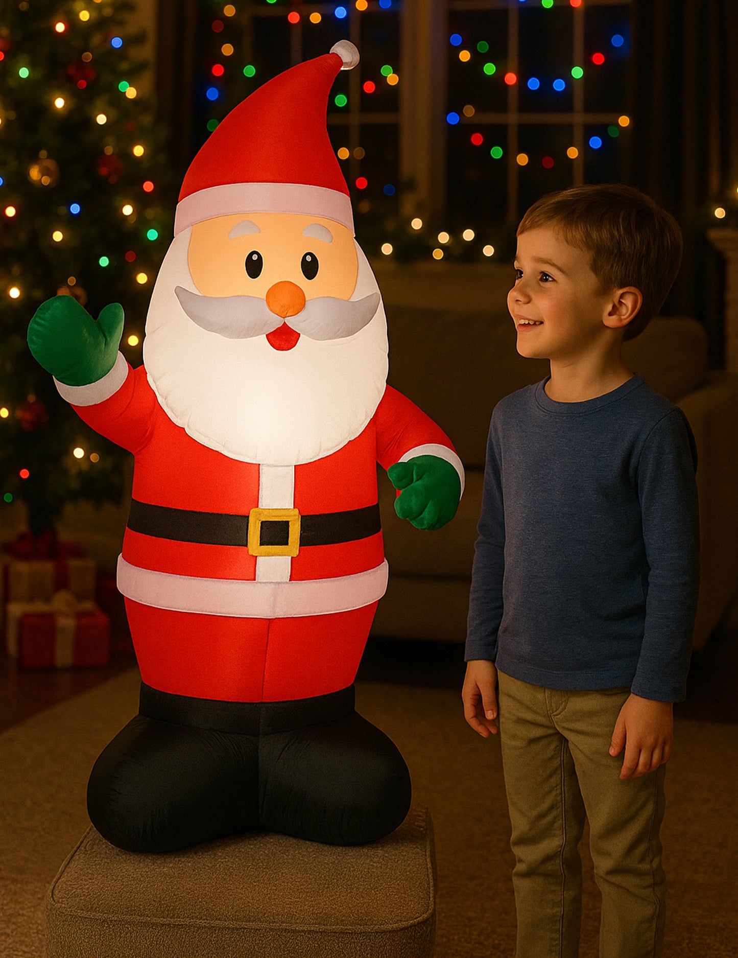 Père Noël gonflable lumineux 120 cm