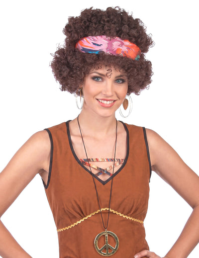 Brunetă hippie afro hippie peruca - 130 g