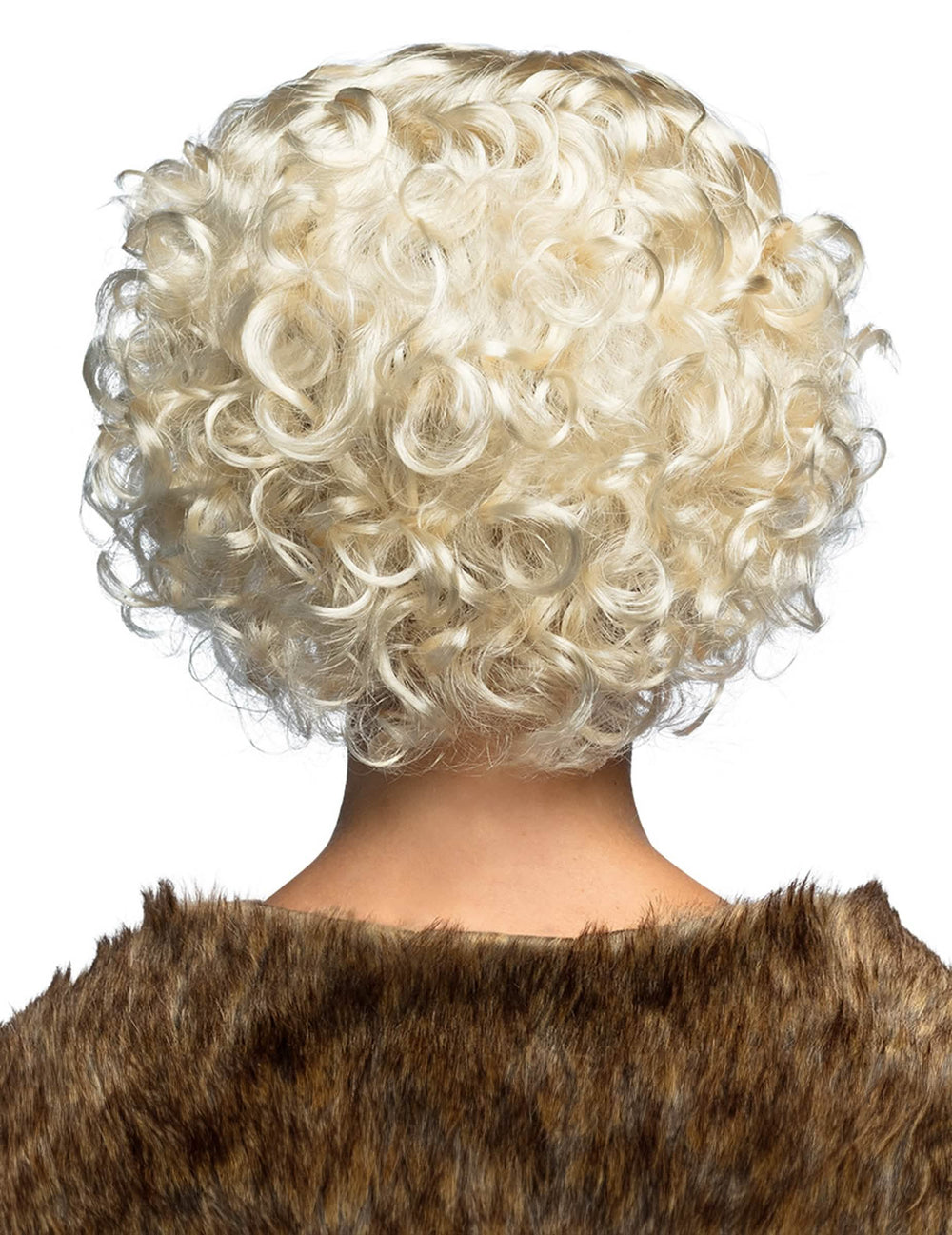Vedere din spate a perucii blonde platină pentru femeie